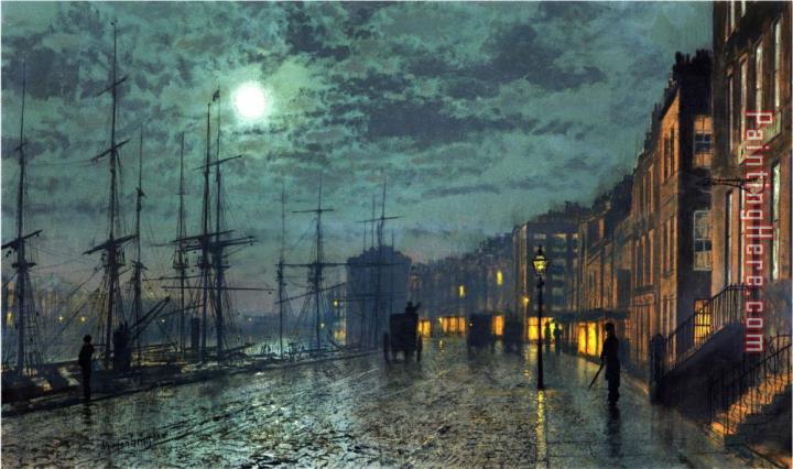 John Atkinson Grimshaw City Docks by Moonlight